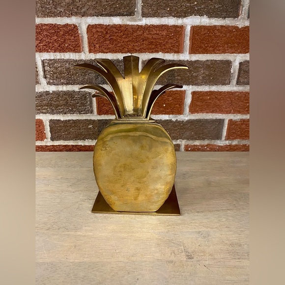 Vintage Hollywood Regency Style Brass Pineapple Bookend Library  8.5” - Picture 3 of 8